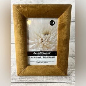 4x6 picture frame. Feels like a suede material.